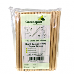 GS Kraft Bamboo 4ply paper straws 8mm x 197mm
