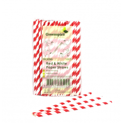 GS wrapped Red/White 3ply Paper Straws 6x197m